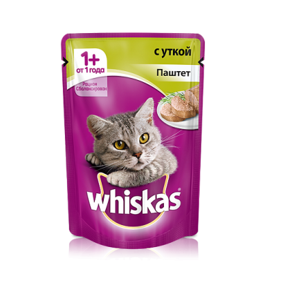 Whiskas для кошек паштет с уткой 85 гр.